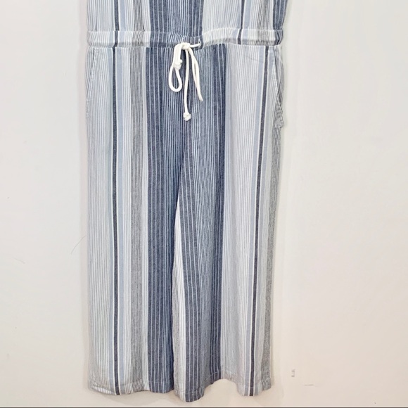 NWOT CLOTH & STONE Open-Back Stripe Linen Jumpsuit - Picture 3 of 13